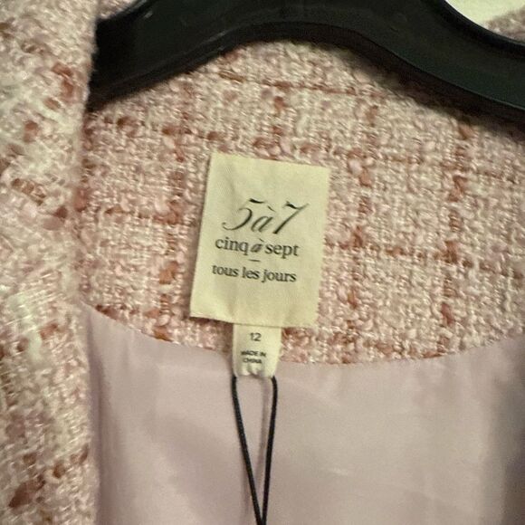 Cinq a Sept Pricilla Tweed Blazer Pink Quartz Size 12 NWT - Picture 6 of 8
